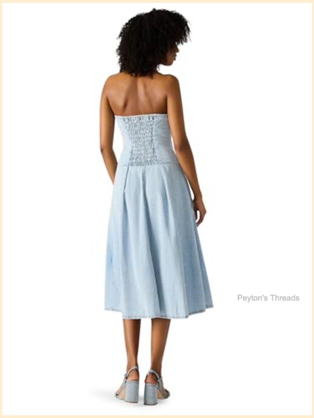 Off Shoulder Midi Dress with Zipper Back - Picture 2 of 3